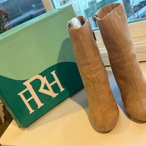 HRH Beige Suede High Heel Ankle Boots